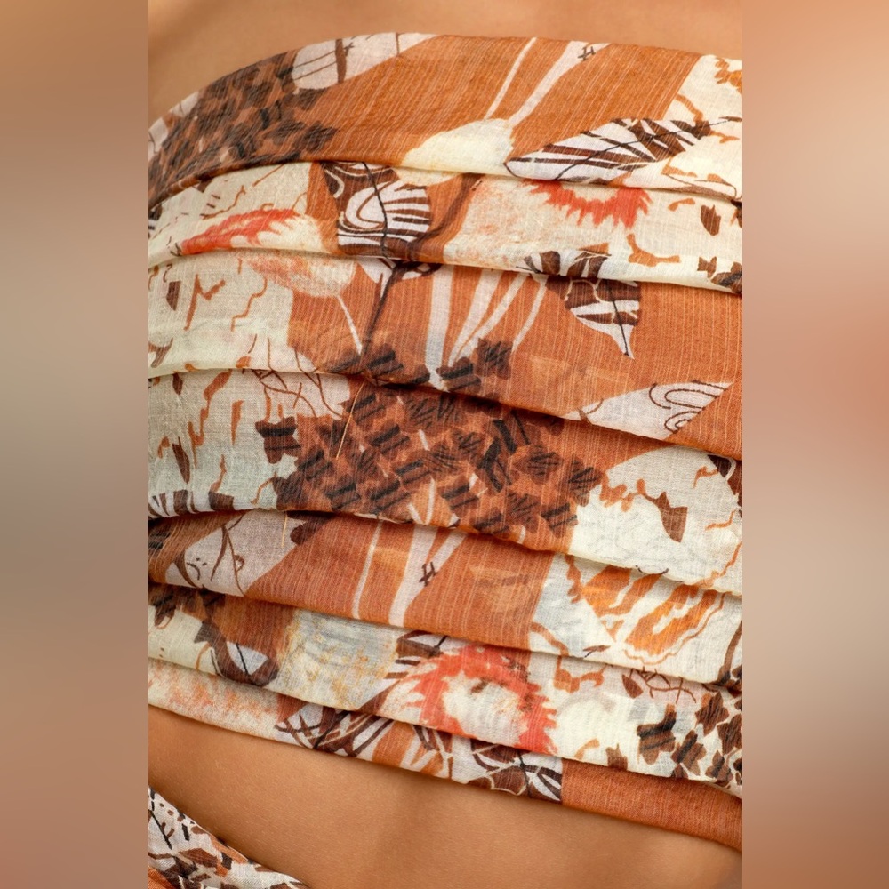NWT Lulu’s Something Wild Brown Multi Print Twist-Front Midi Skirt Crop Top Set - Picture 4 of 16